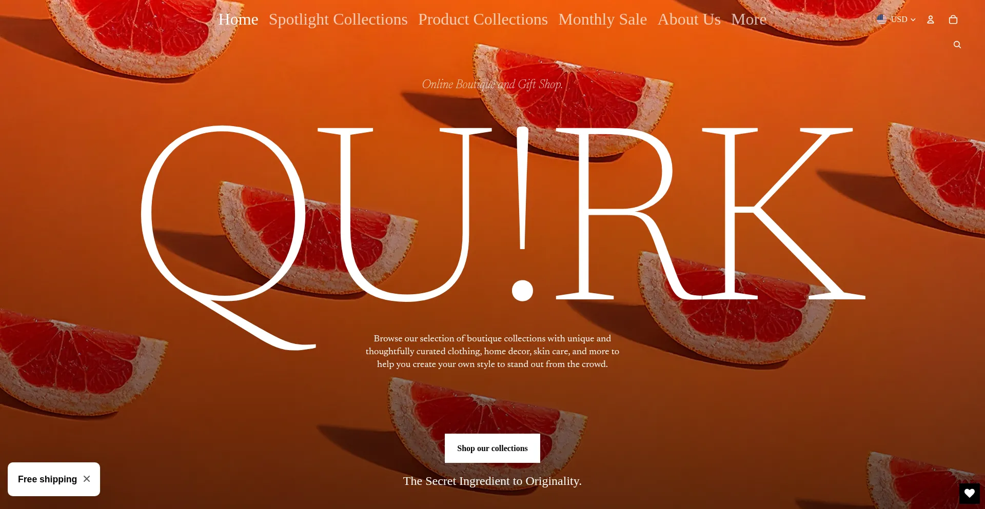 Website screenshot of Quirkgifts.com
