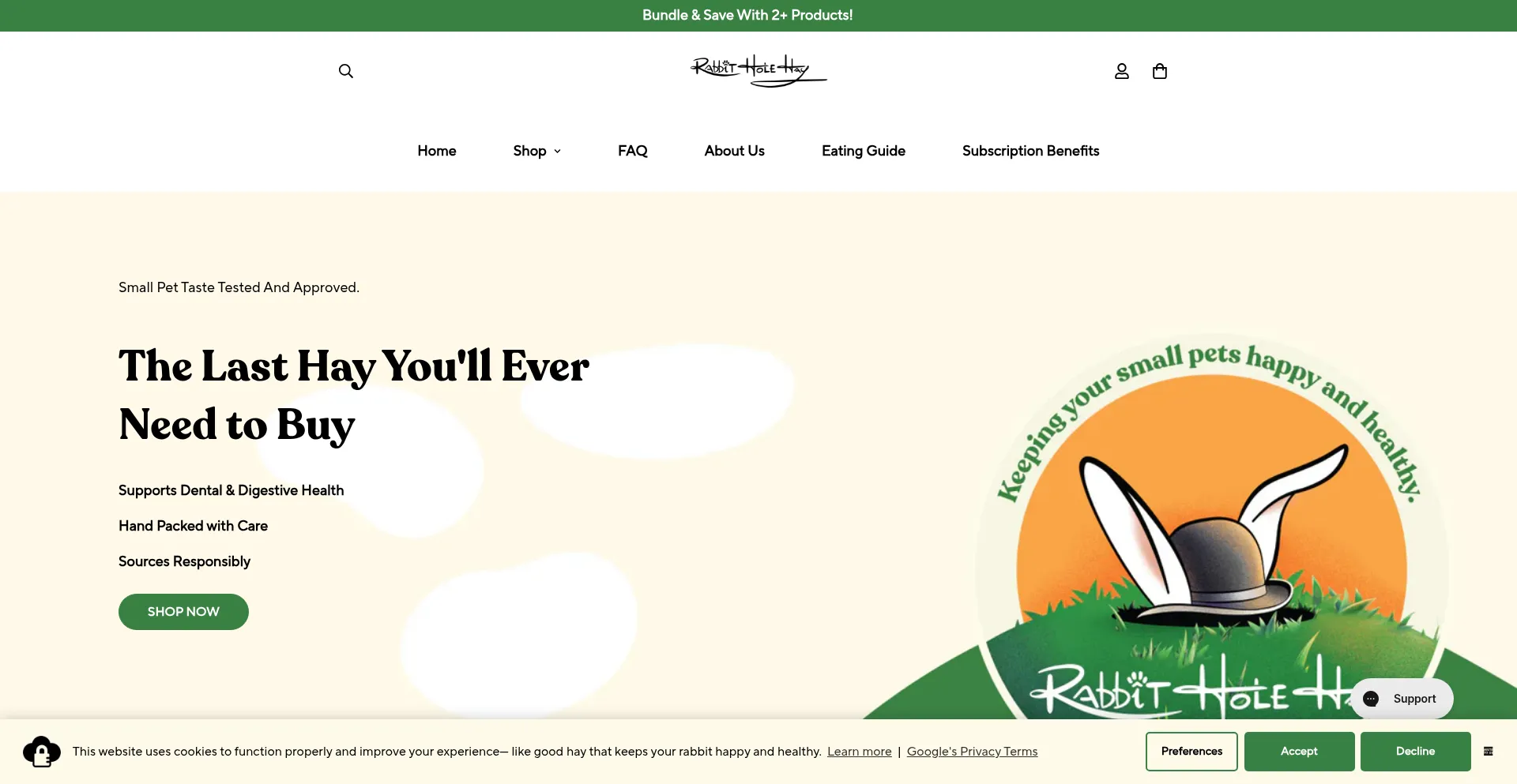 Website screenshot of Rabbitholehay.com