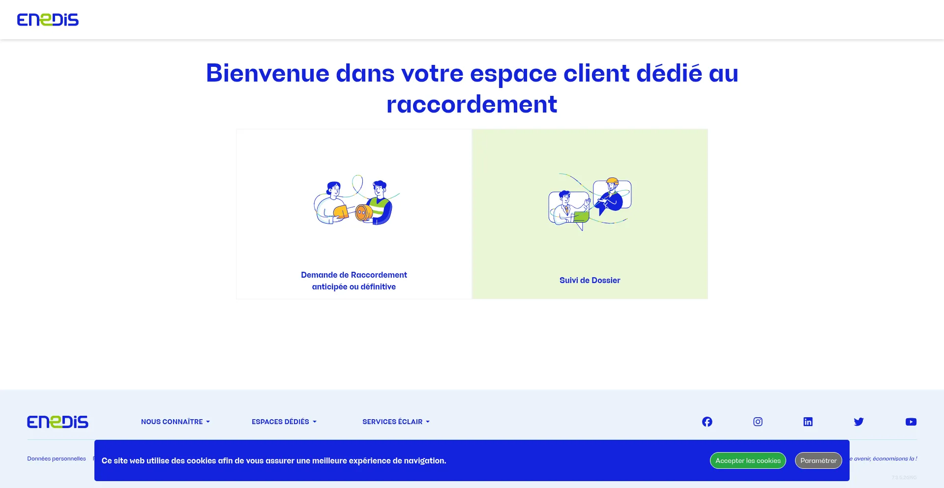 Website screenshot of Raccordement-entreprise-enedis.fr