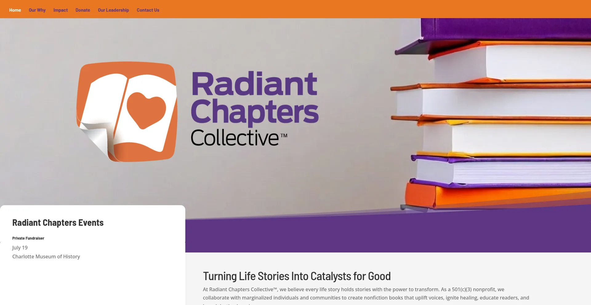 Website screenshot of Radiantchapters.org