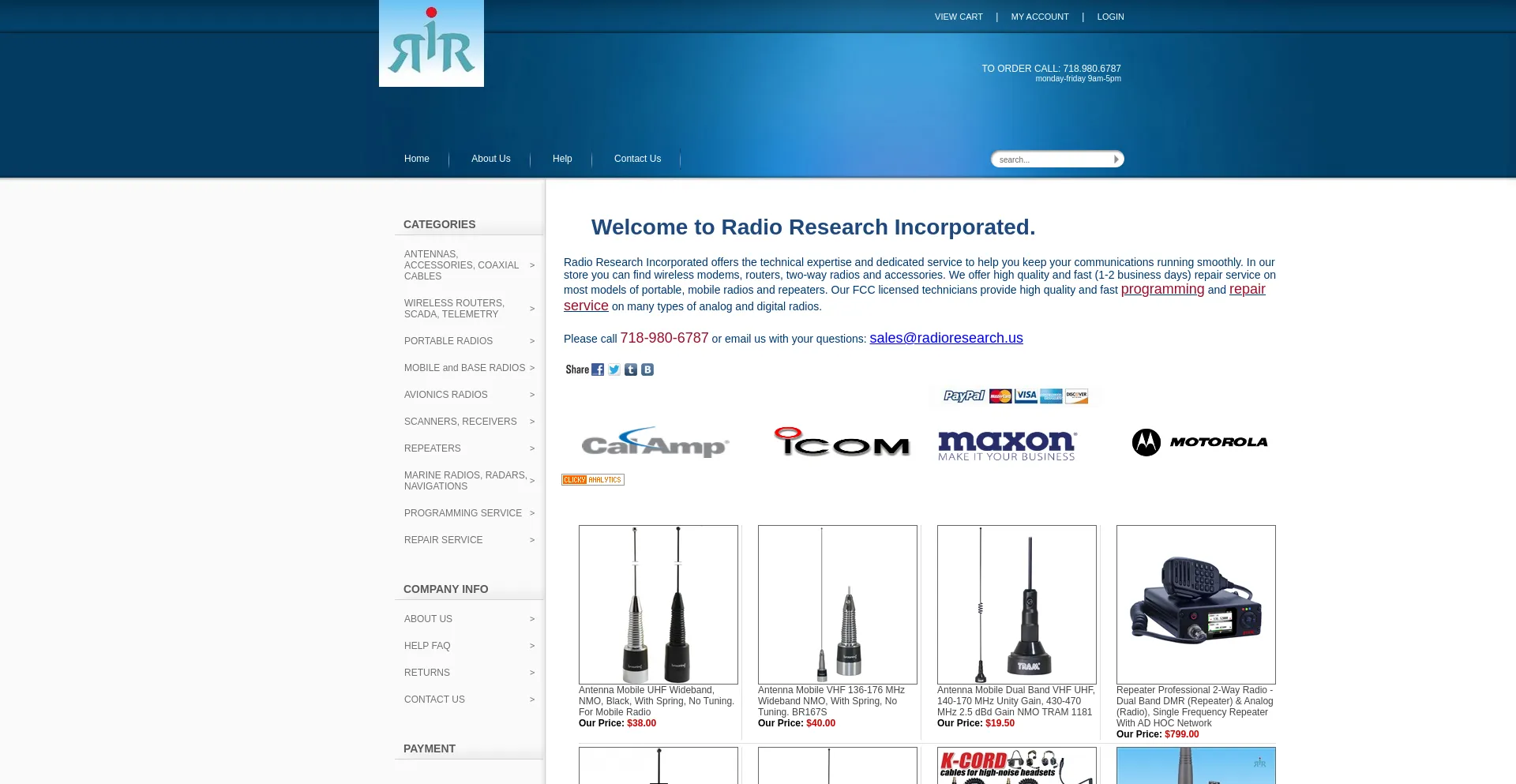 Website screenshot of Radioresearch.us
