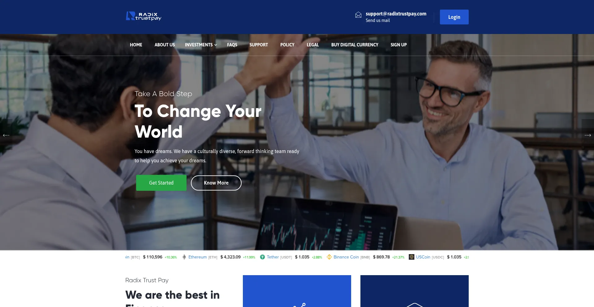 Website screenshot of Radixtrustpay.com
