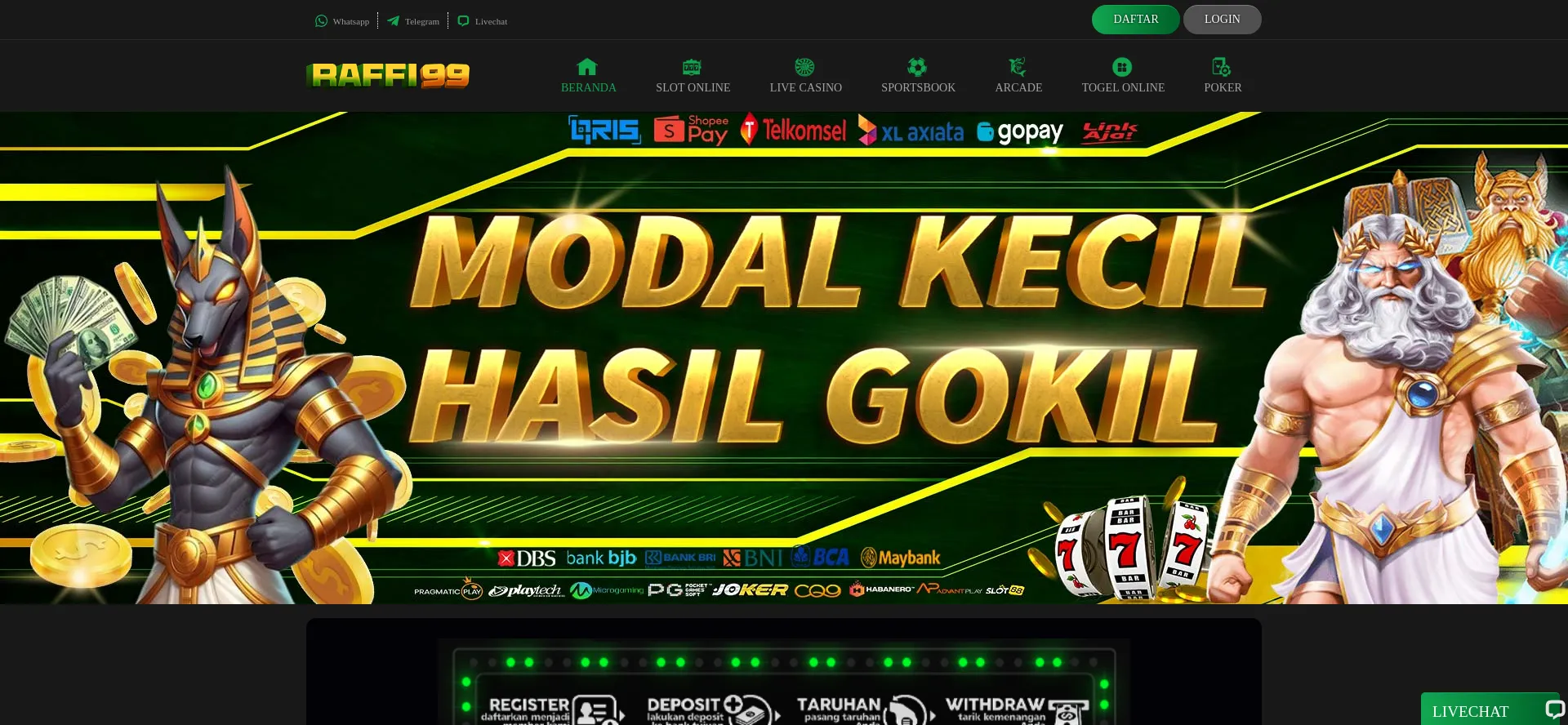 Website screenshot of Raffi99slot.com