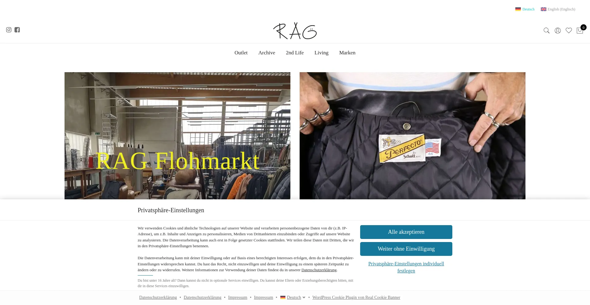 Website screenshot of Rag-shop.com