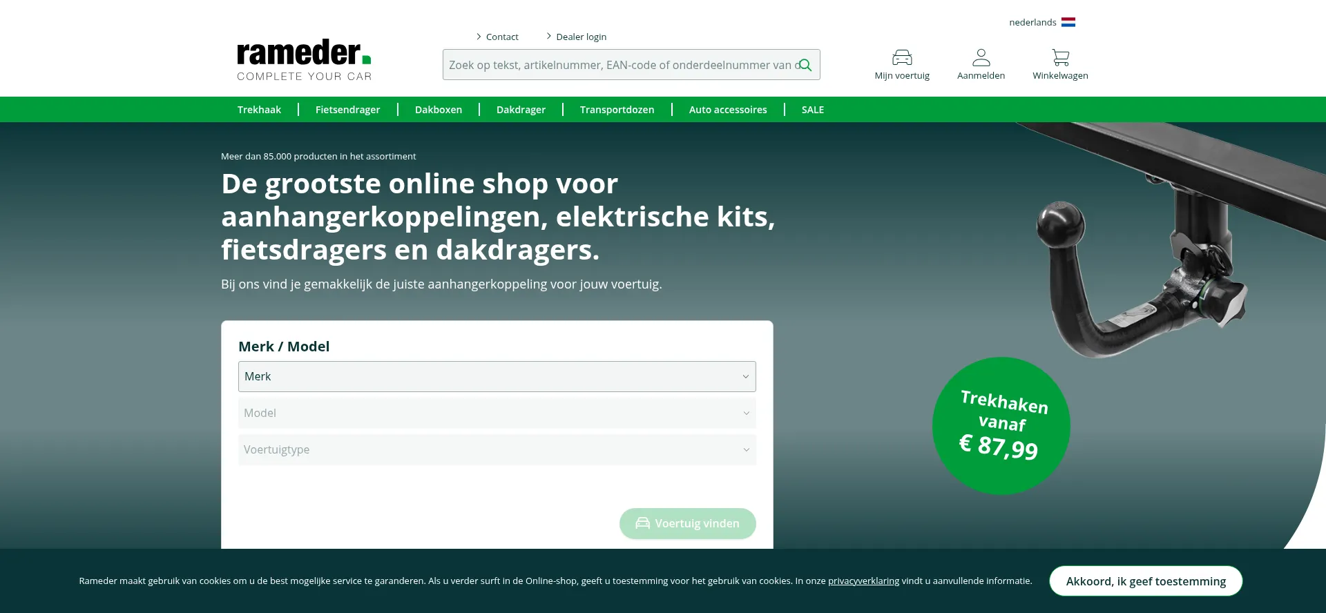 Website screenshot of Rameder.be