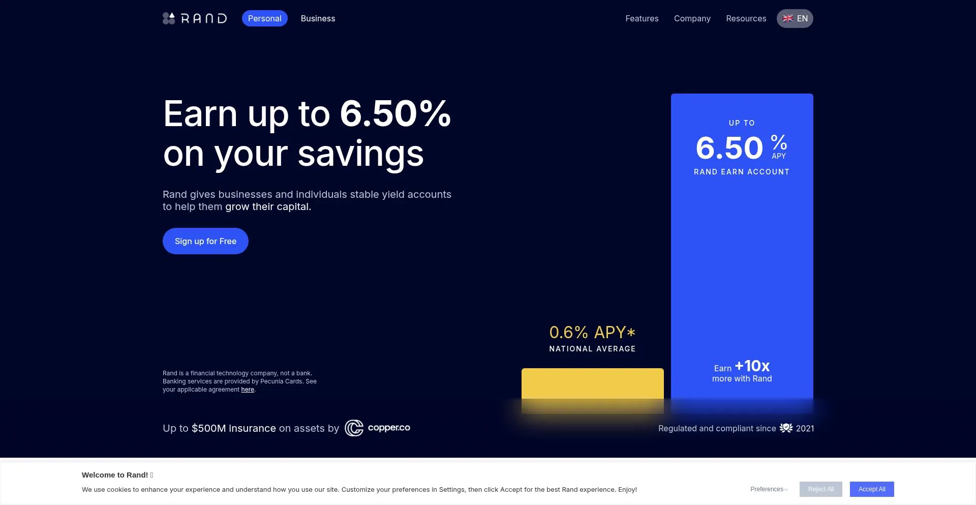 Website screenshot of Rand.app