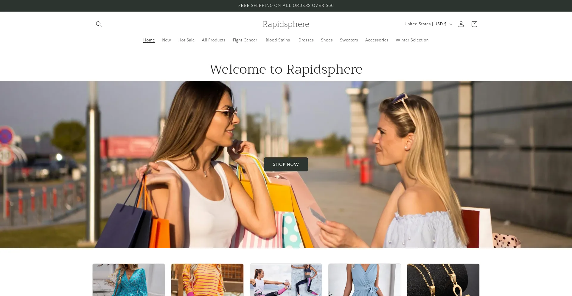 Website screenshot of Rapidsphere.shop