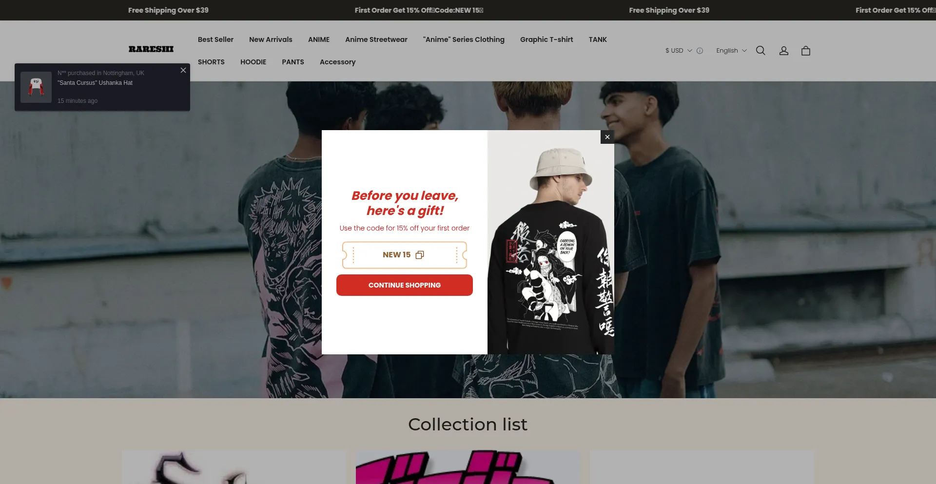 Website screenshot of Rareshi.com