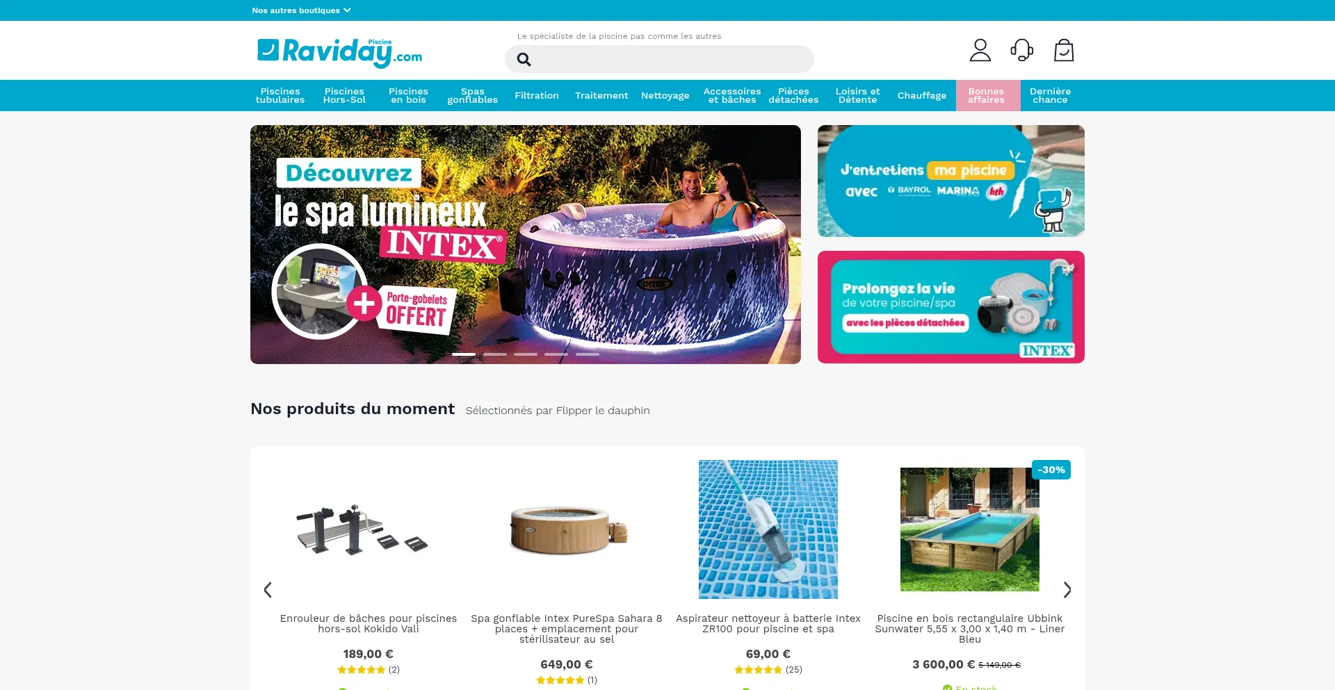 Website screenshot of Raviday-piscine.com
