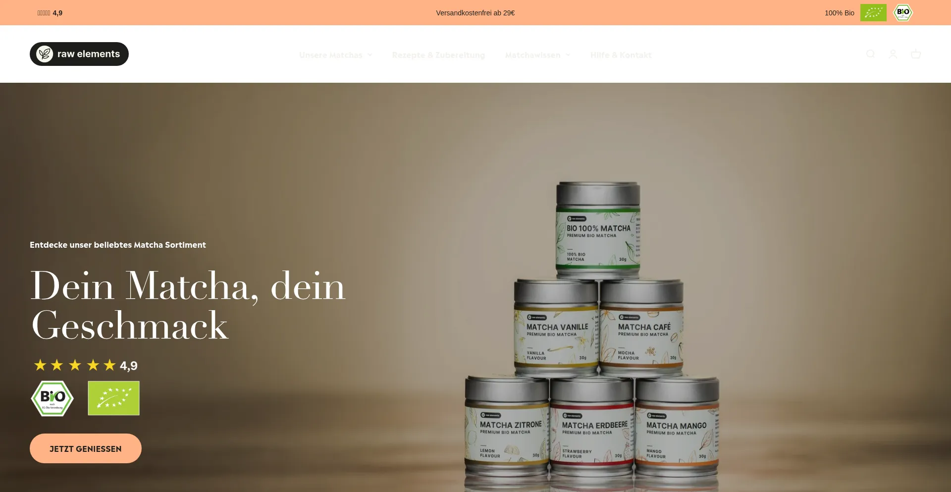 Website screenshot of Raw-elements.de