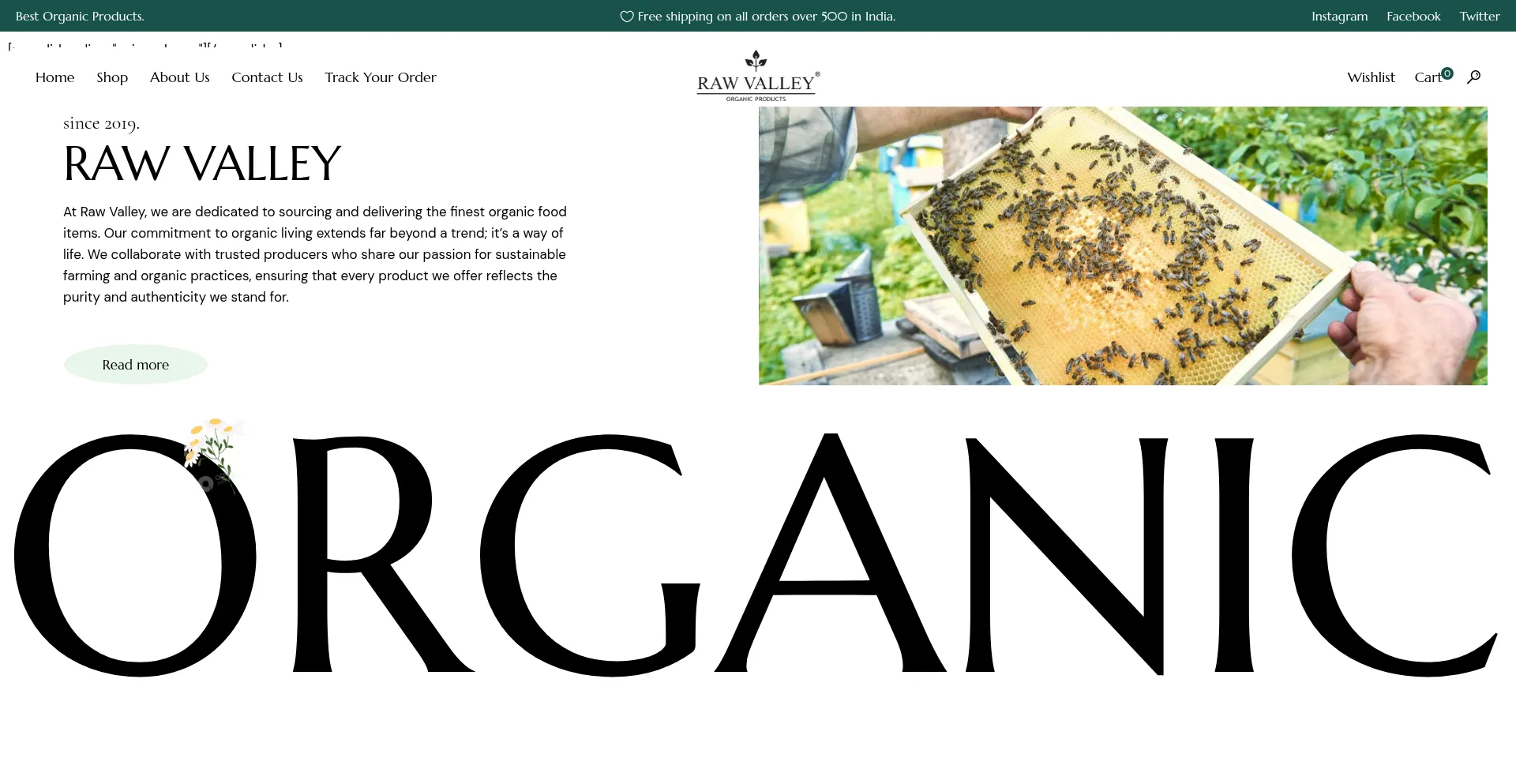 Website screenshot of Rawvalley.in