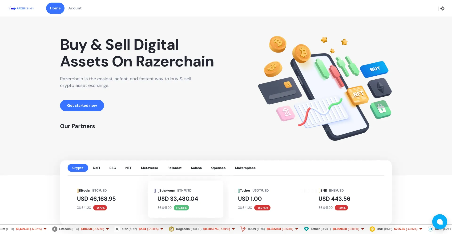 Website screenshot of Razerchain.com