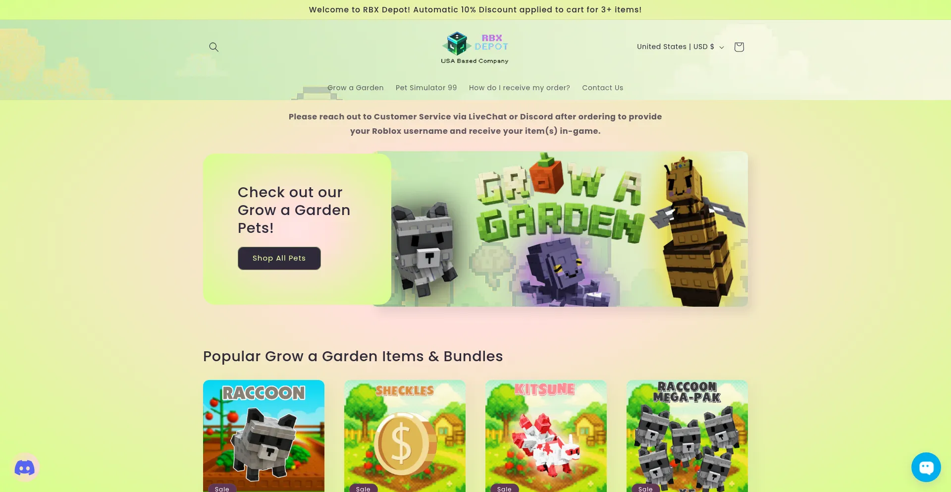 Website screenshot of Rbxdepot.com