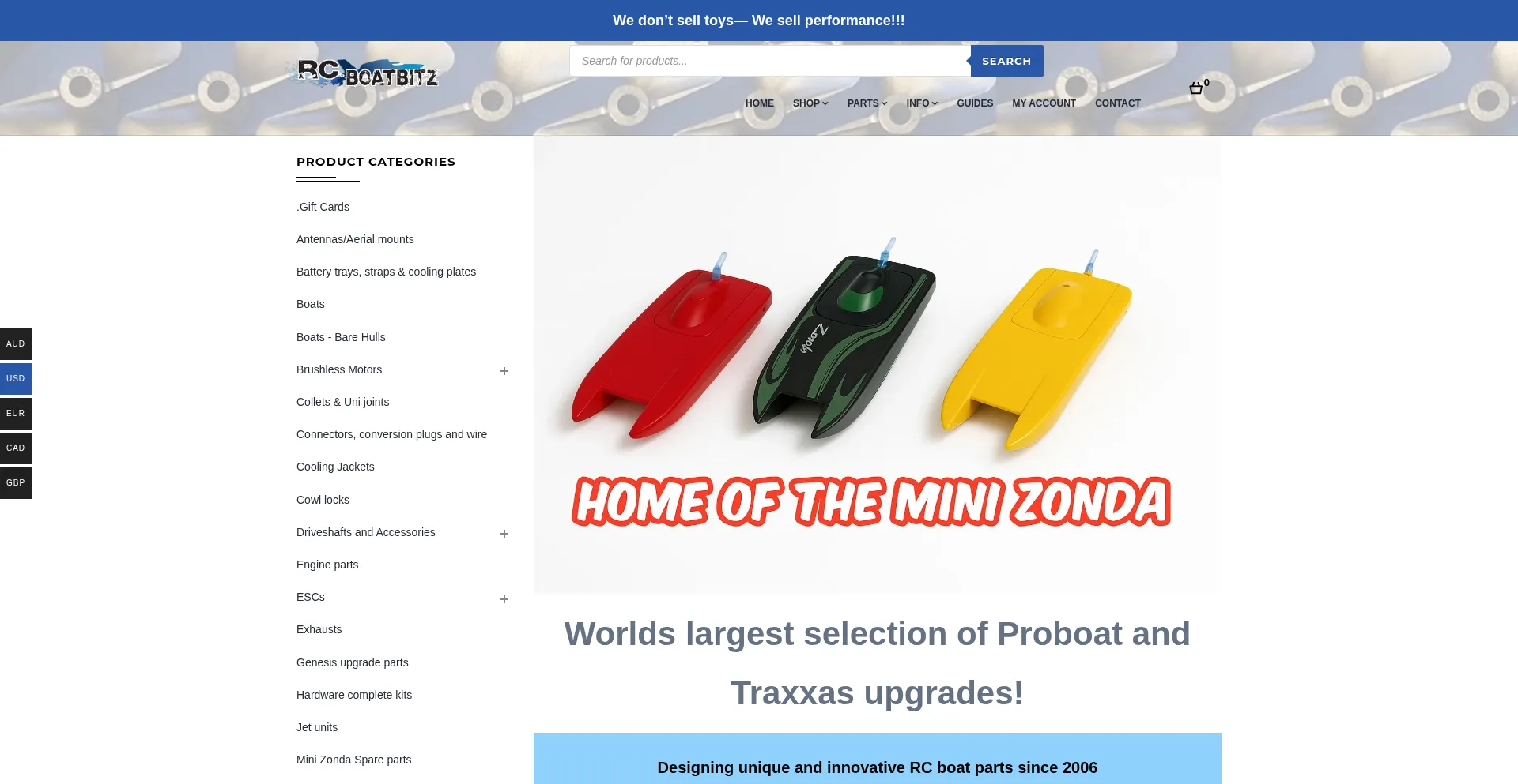 Website screenshot of Rcboatbitz.com