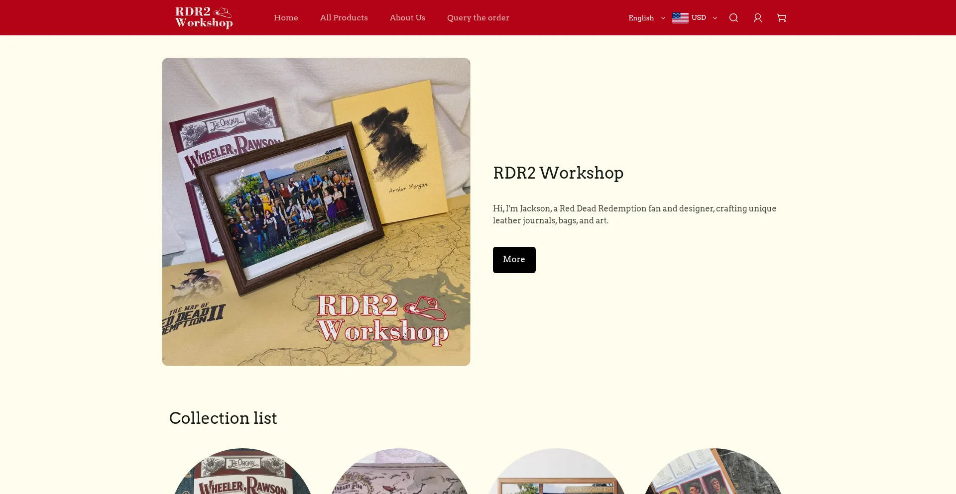 Website screenshot of Rdr2workshop.com