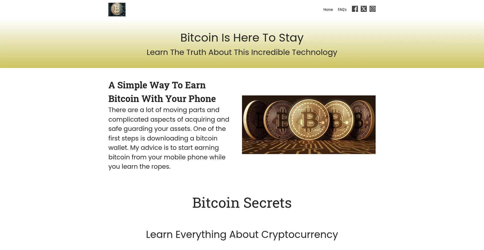 Website screenshot of Realbitcoinnews.com