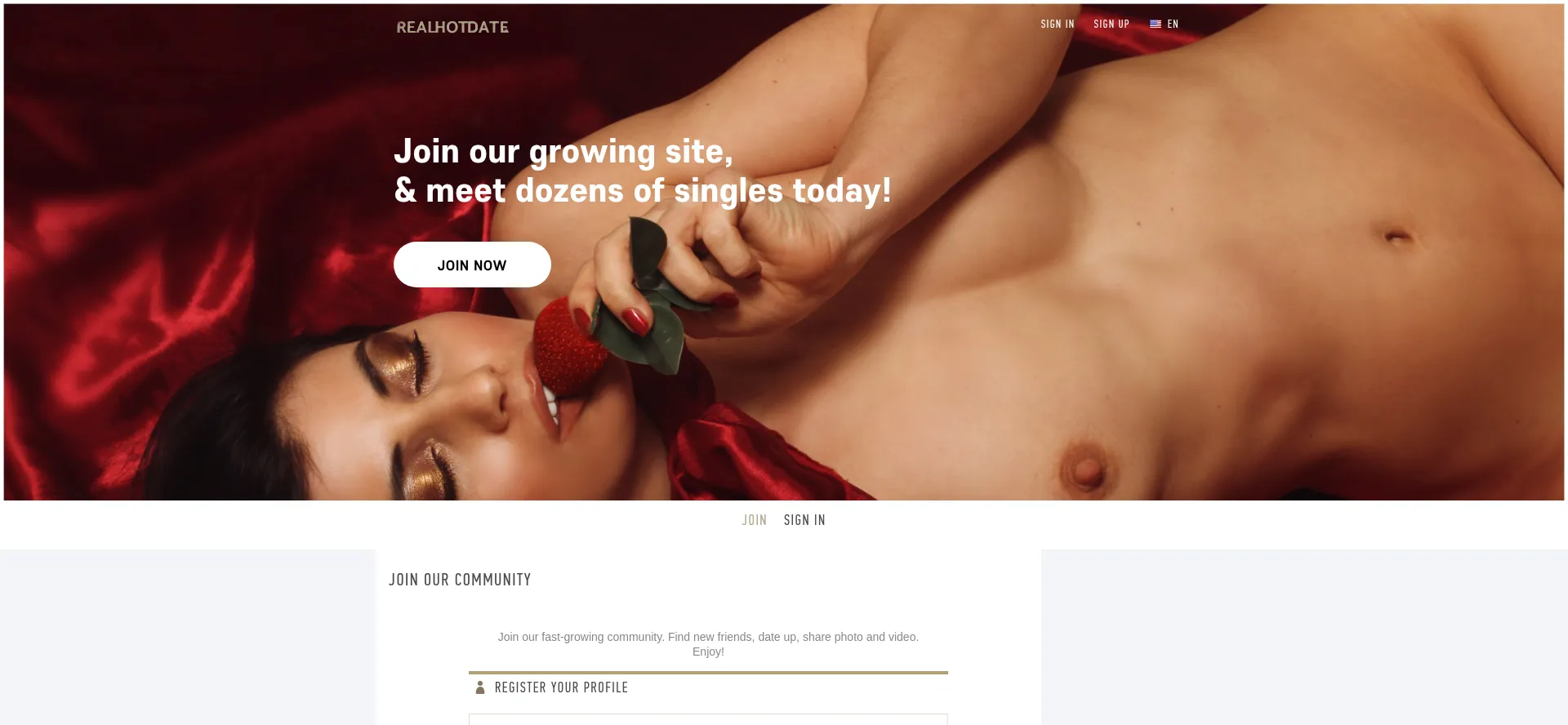 Website screenshot of Realhotdate.com