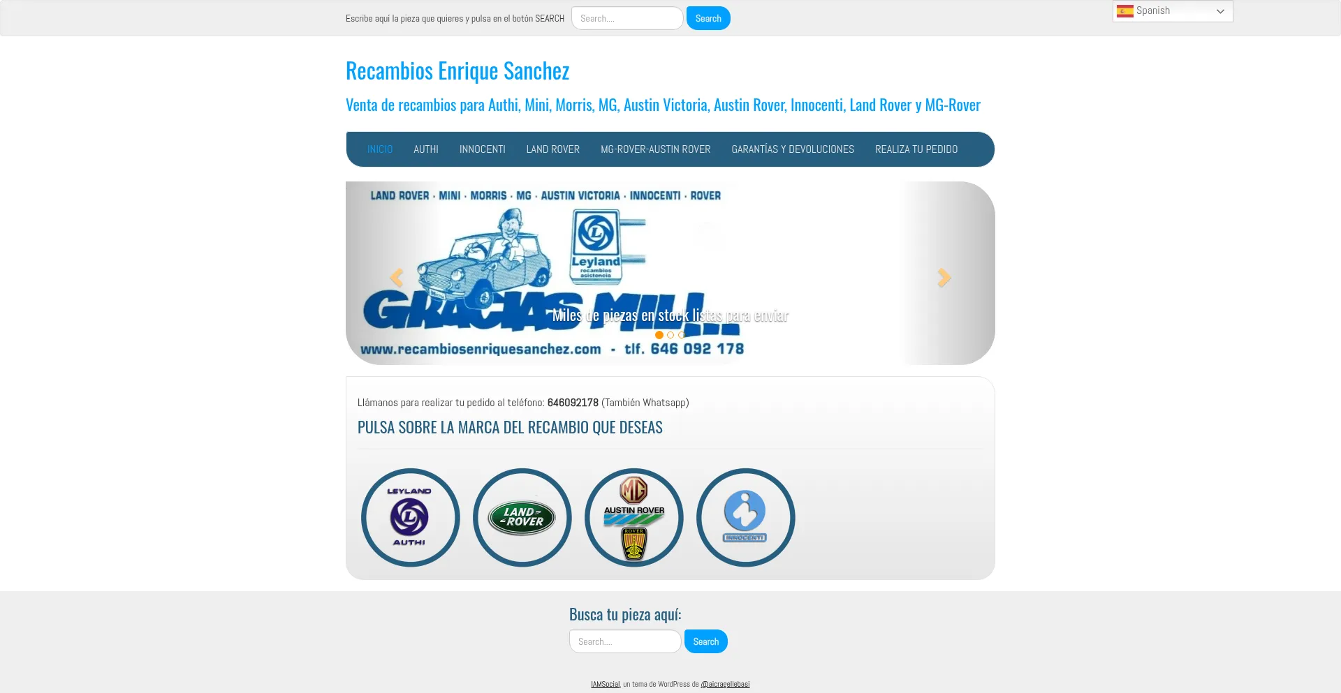 Website screenshot of Recambiosenriquesanchez.com