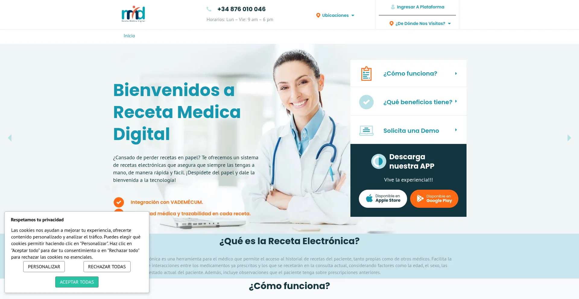 Website screenshot of Recetamedica.digital