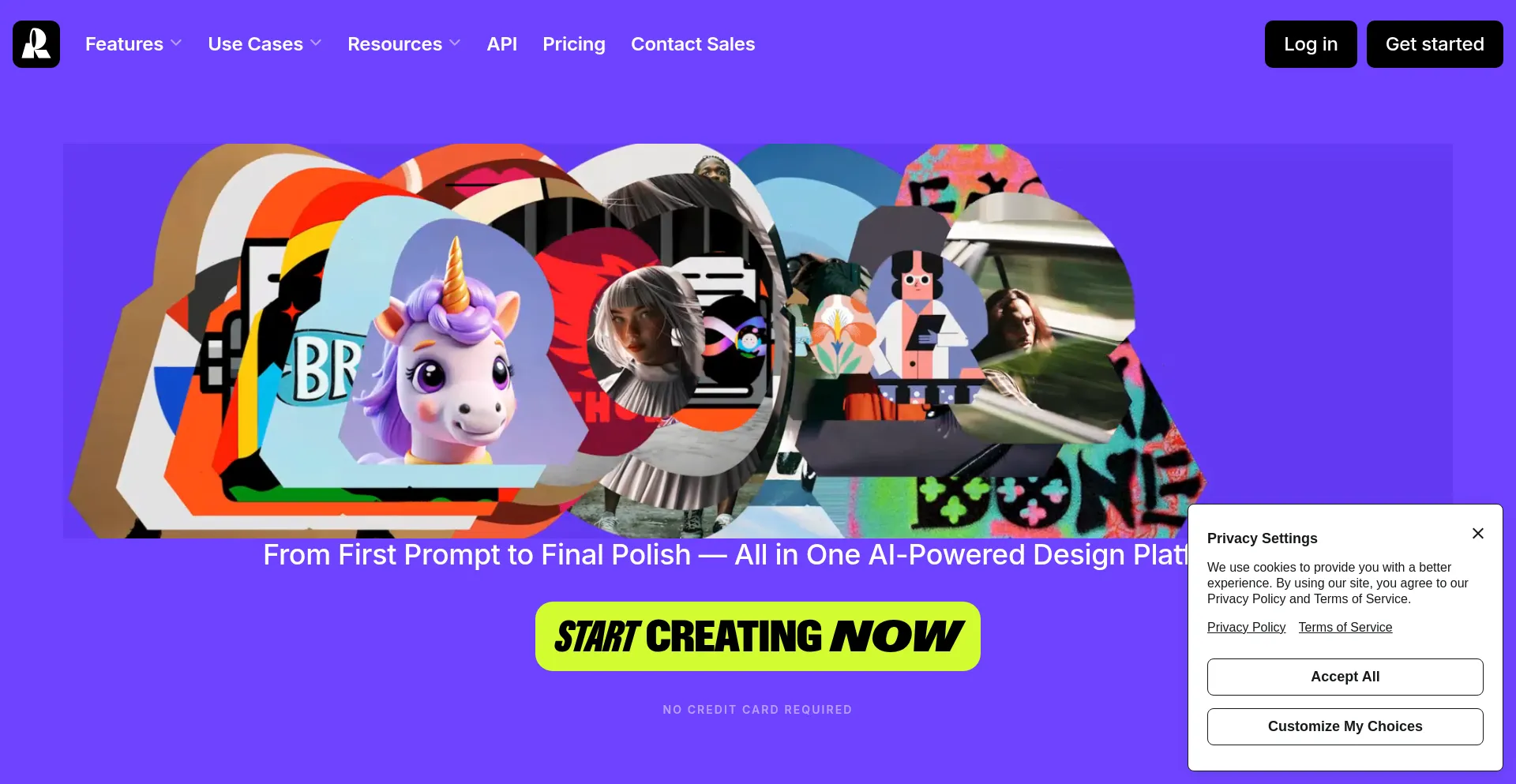Website screenshot of Recraft.ai