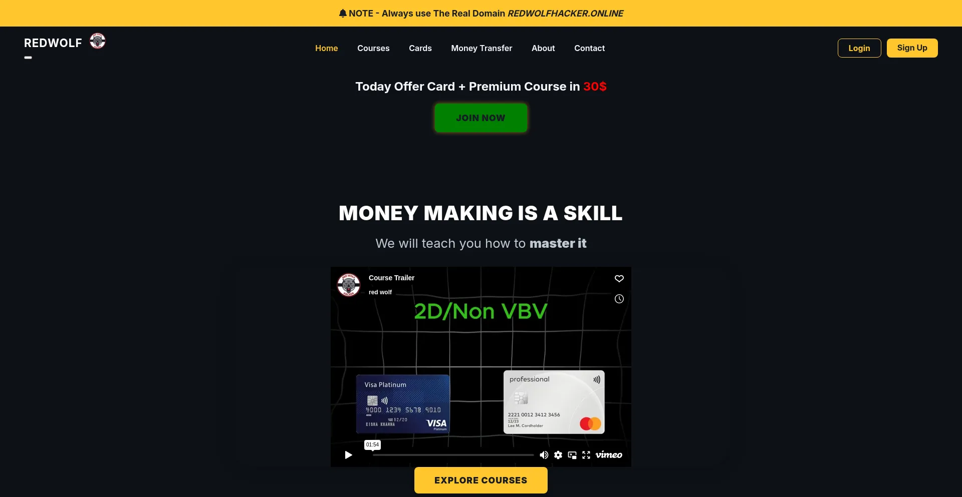 Website screenshot of Redwolfhacker.online