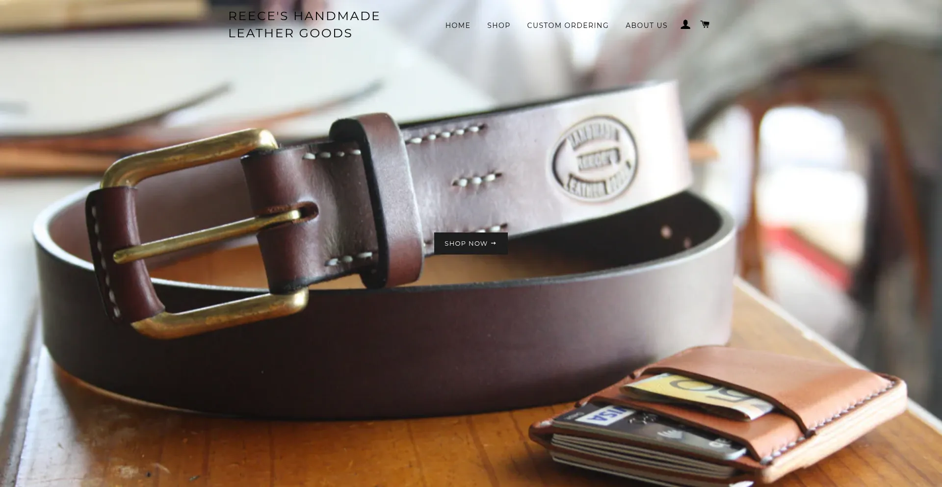 Website screenshot of Reeceshandmadeleathergoods.com