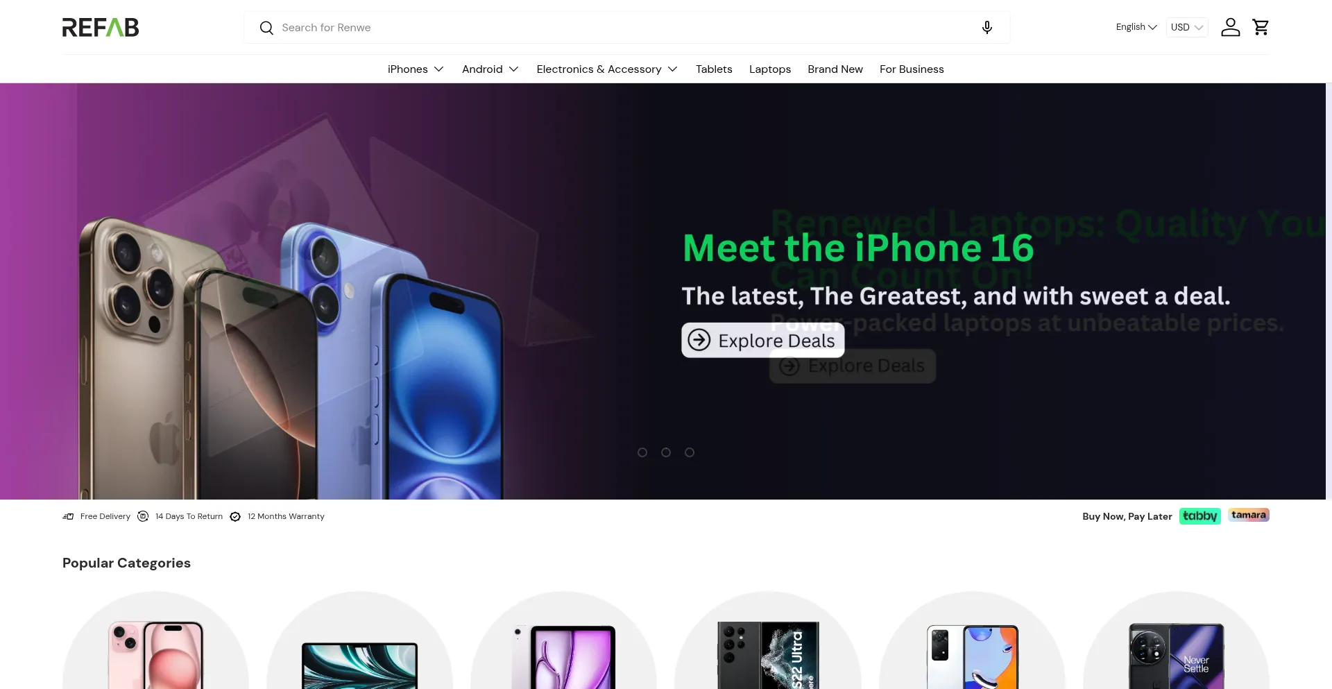 Website screenshot of Refab.me