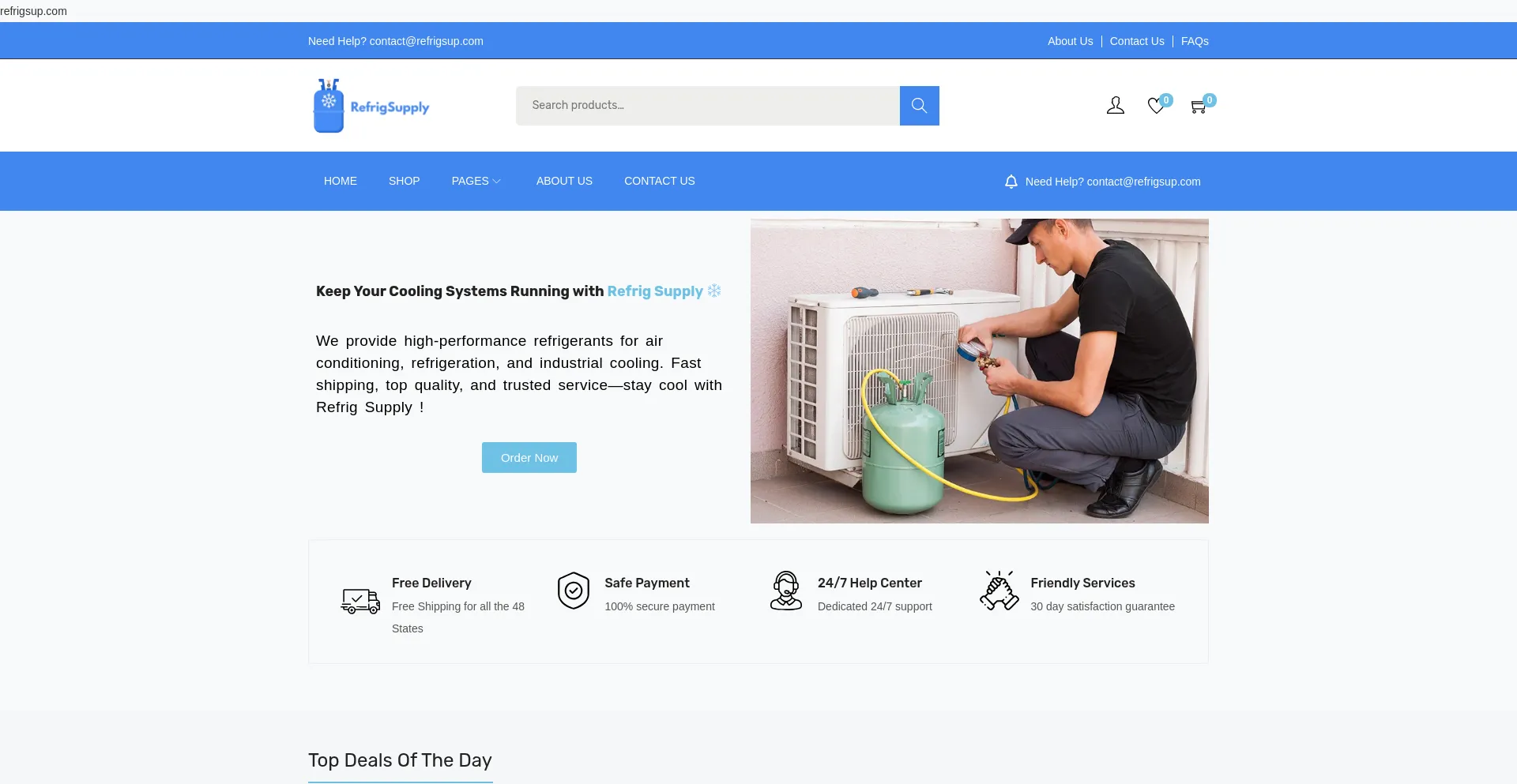 Website screenshot of Refrigsup.com