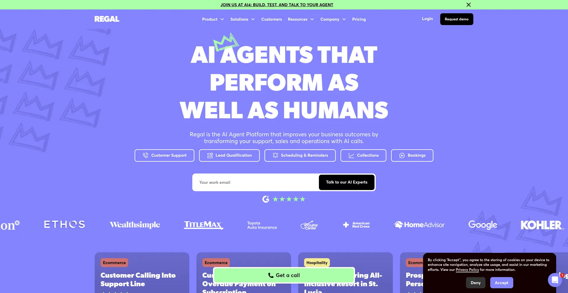 Website screenshot of Regal.ai