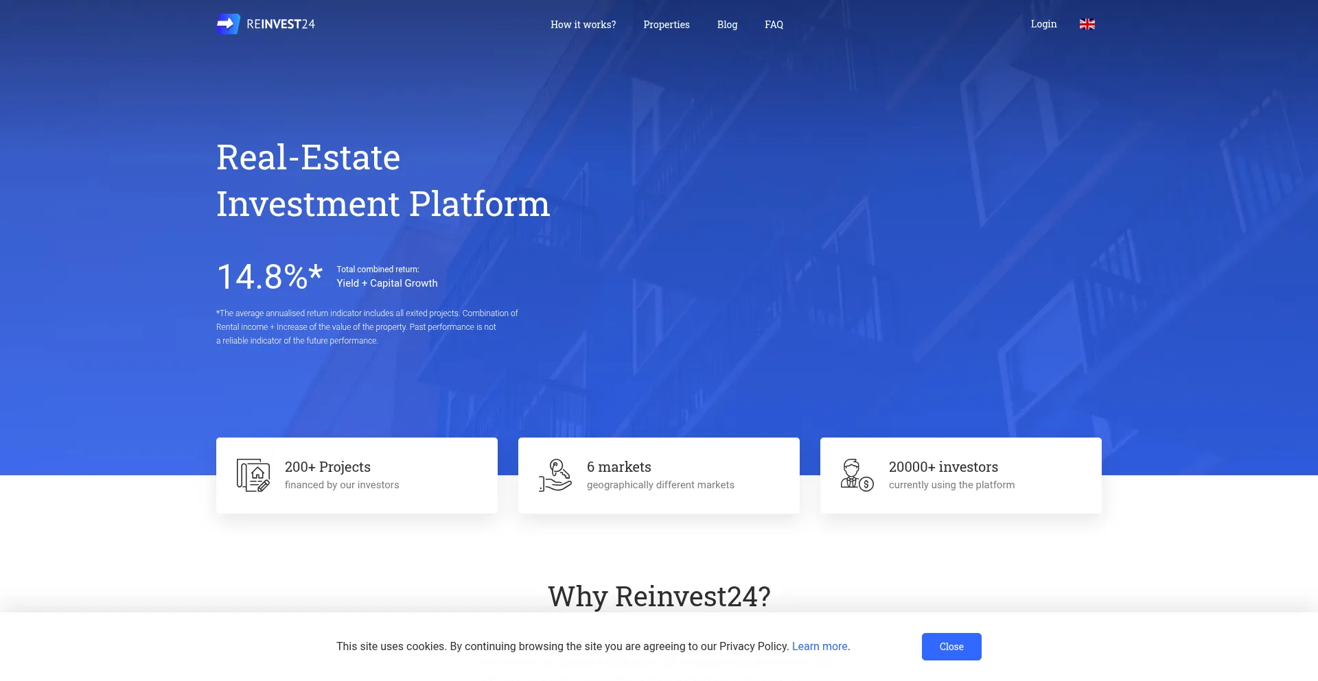 Website screenshot of Reinvest24.com