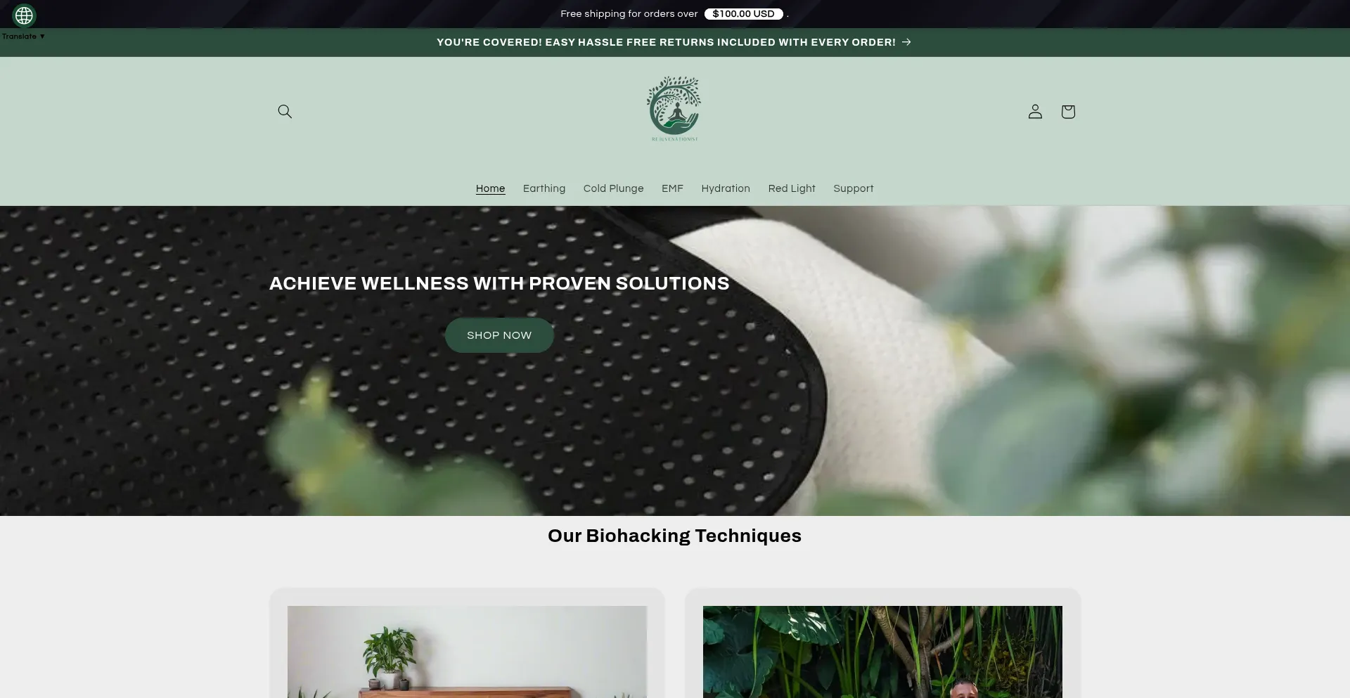 Website screenshot of Rejuvenationist.com