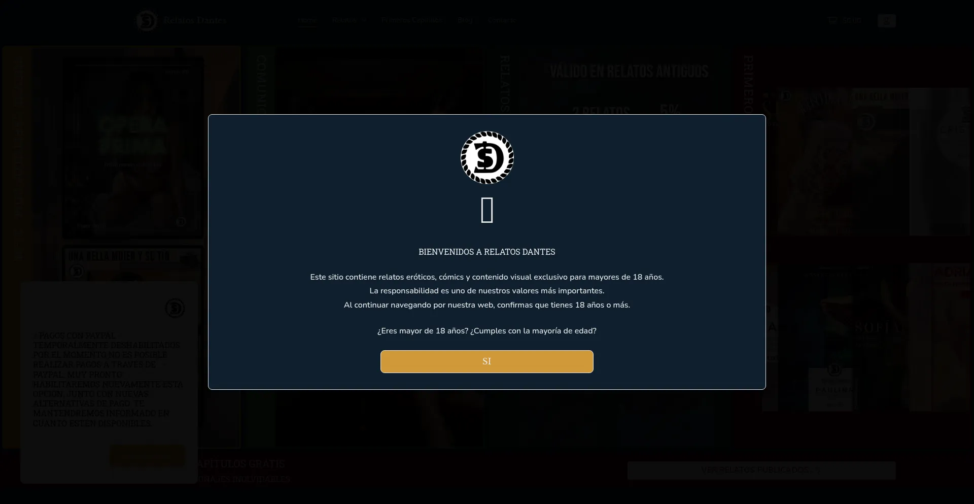 Website screenshot of Relatosdantes.com