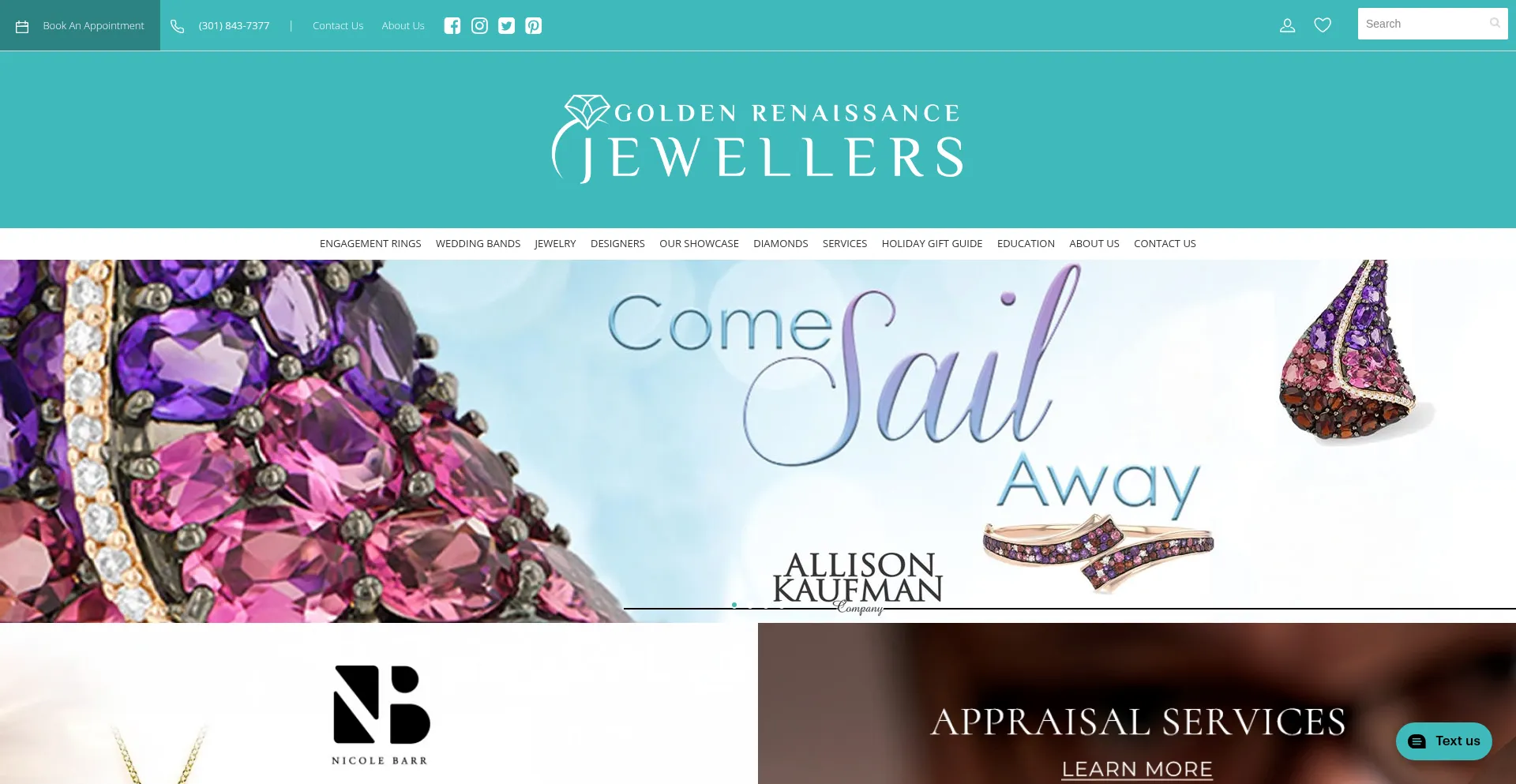 Website screenshot of Renaissancejeweler.com