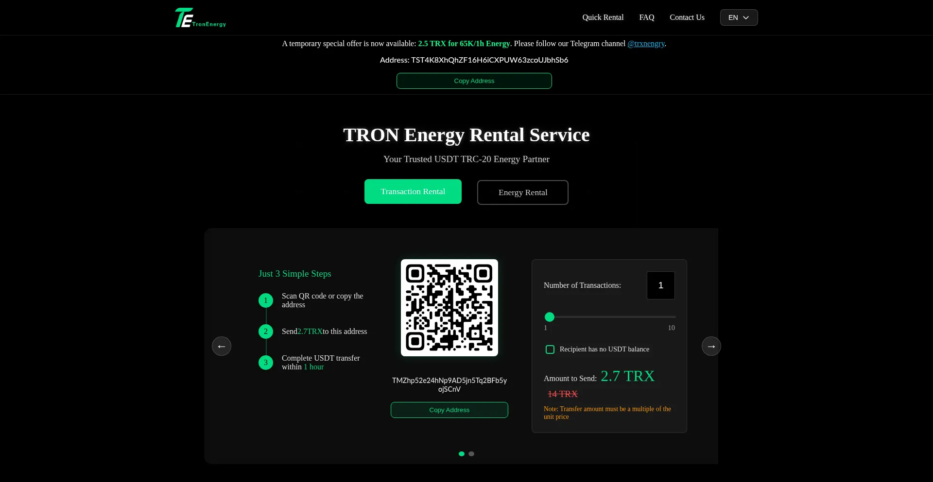 Website screenshot of Renttron.io