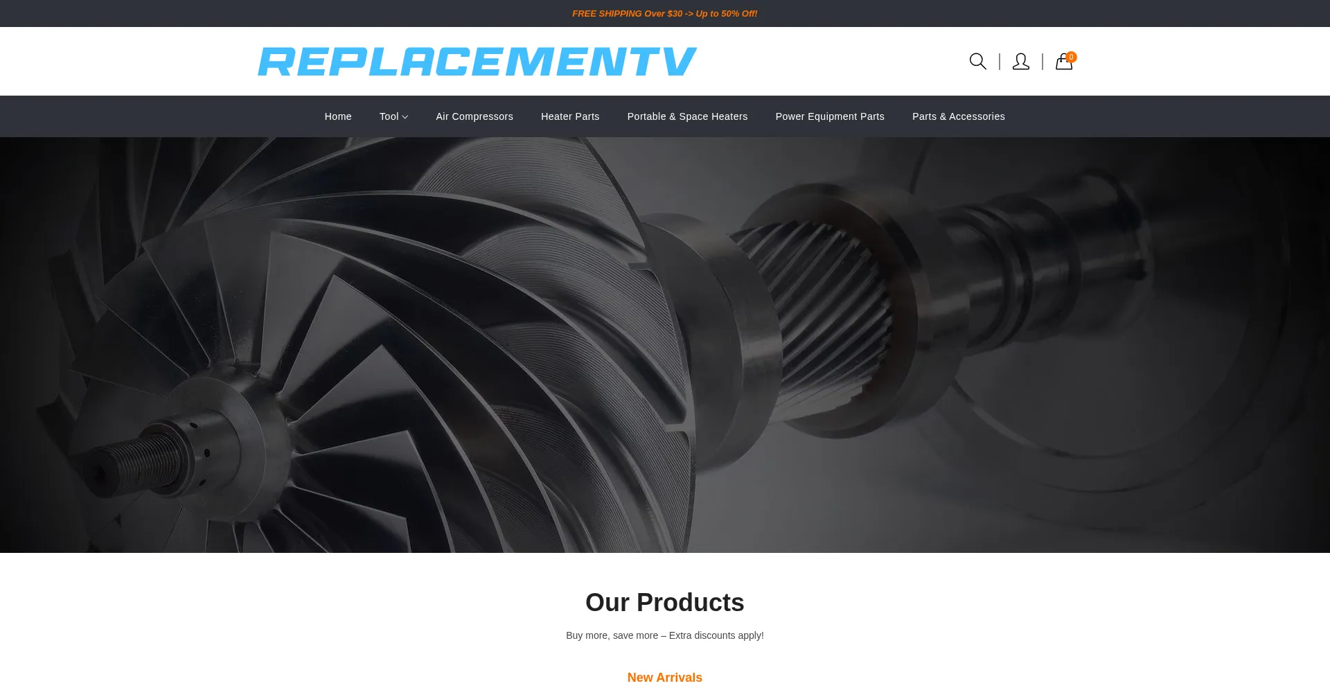 Website screenshot of Replacementv.com
