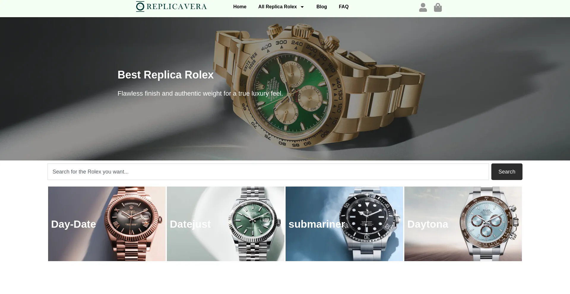 Website screenshot of Replicavera.watch
