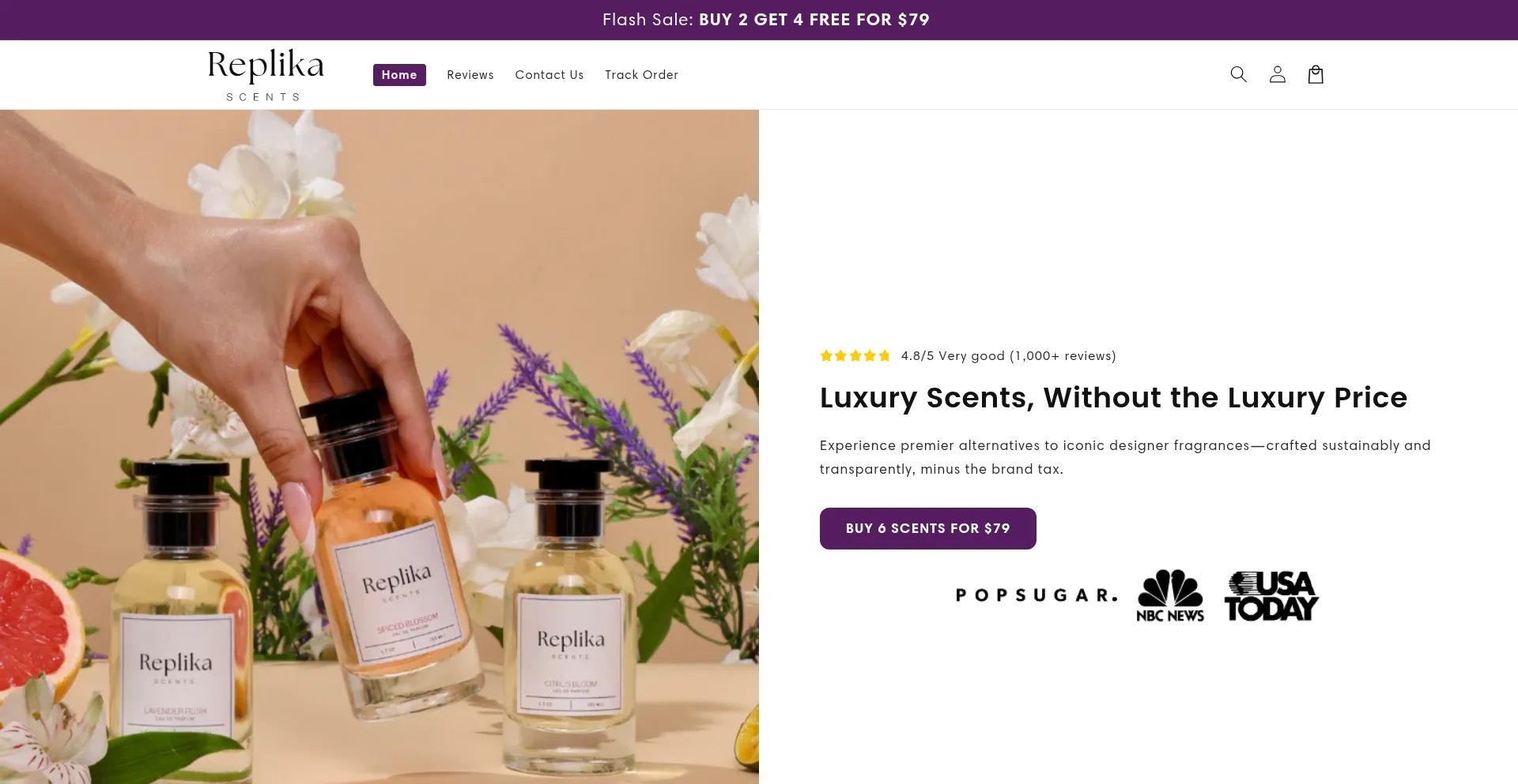 Website screenshot of Replikascent.com