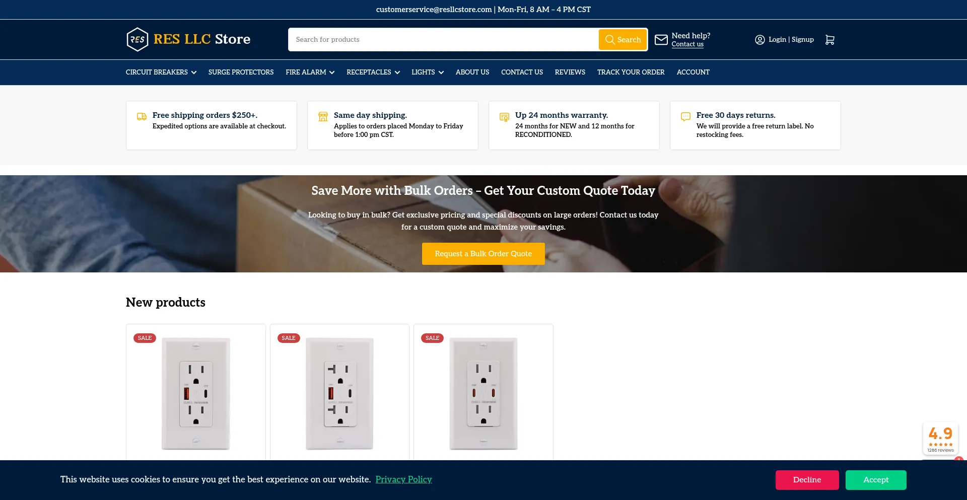 Website screenshot of Resllcstore.com