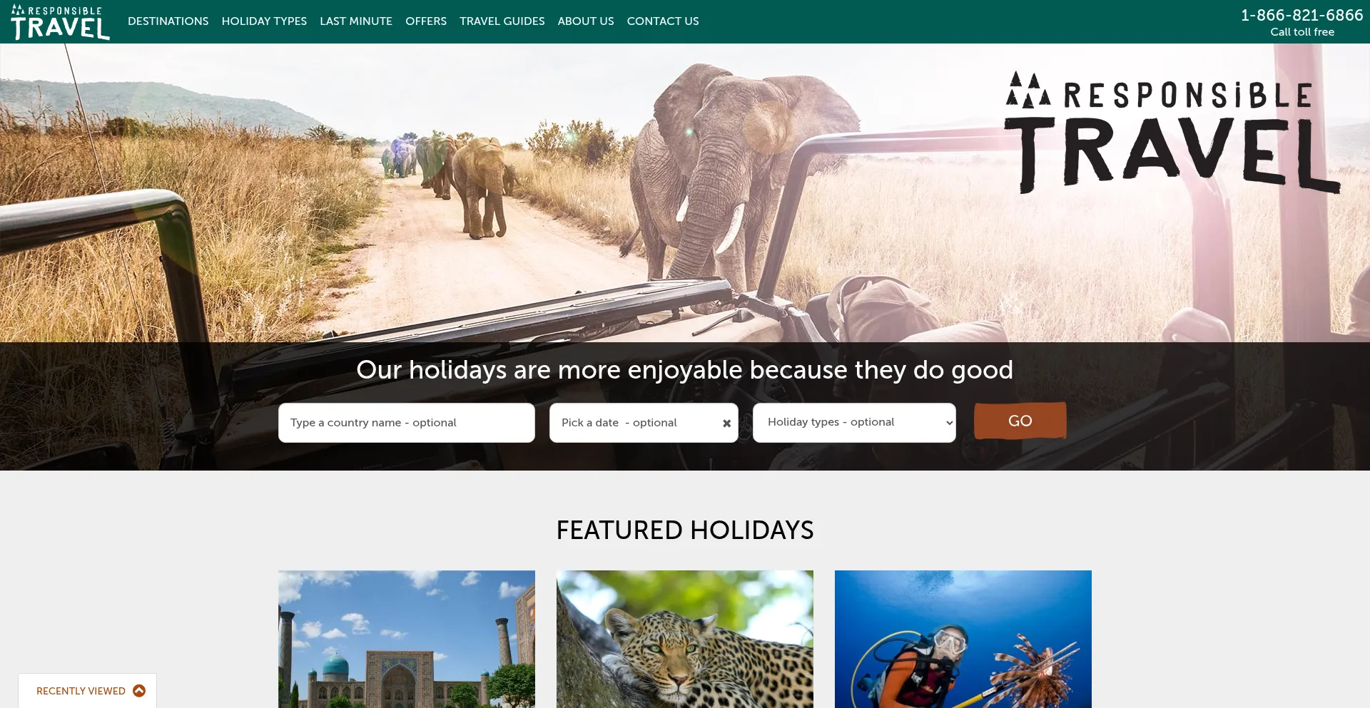 Website screenshot of Responsibletravel.com