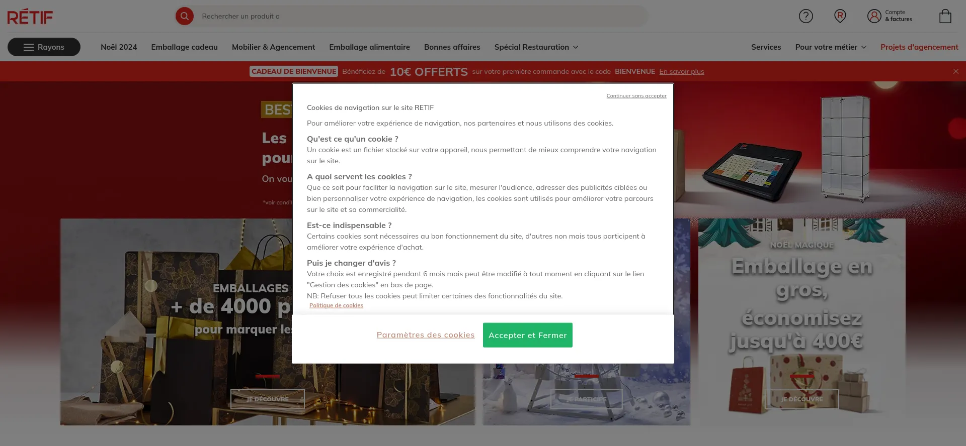 Website screenshot of Retif.eu