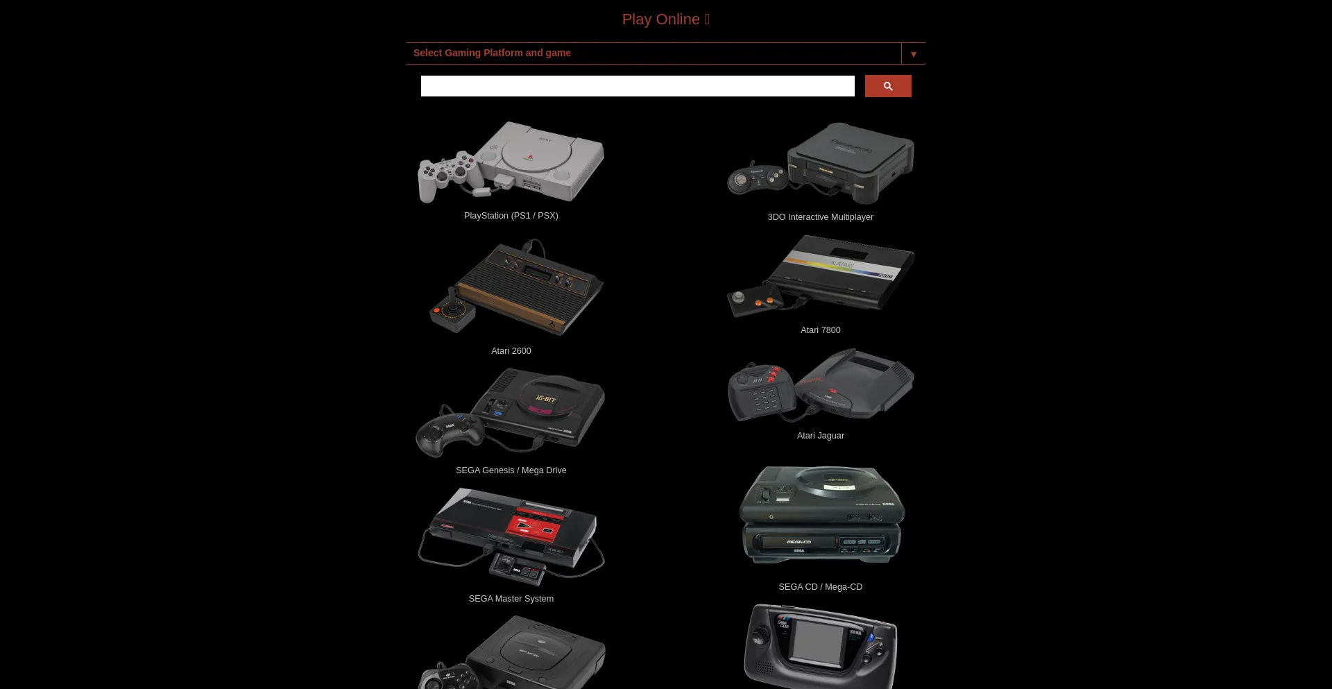 Website screenshot of Retrogames.onl