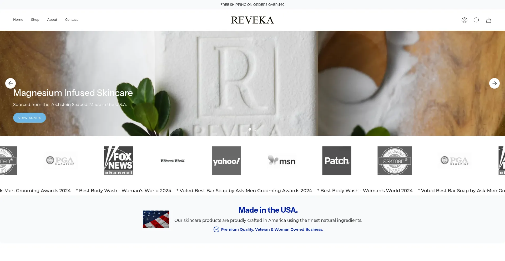 Website screenshot of Revekaskincare.com