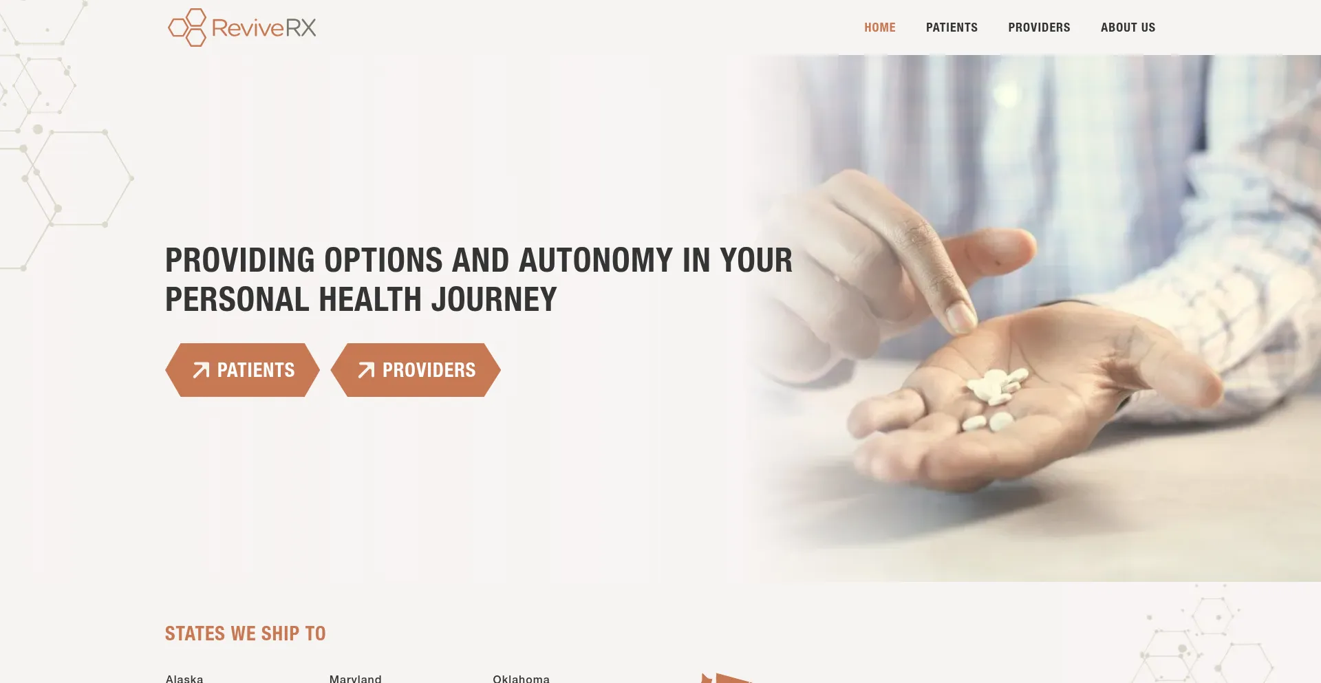 Website screenshot of Reviverx.com
