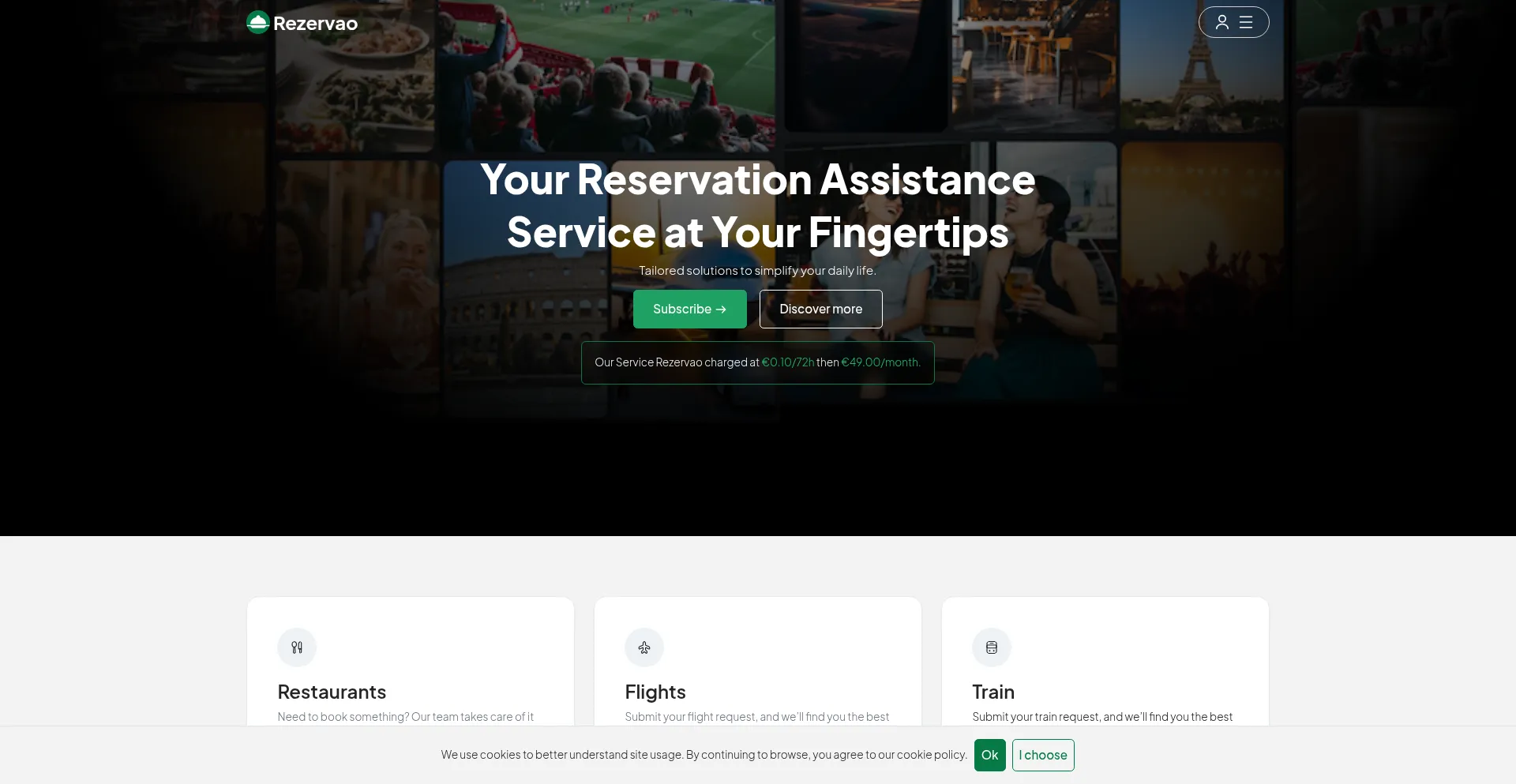 Website screenshot of Rezervao.com