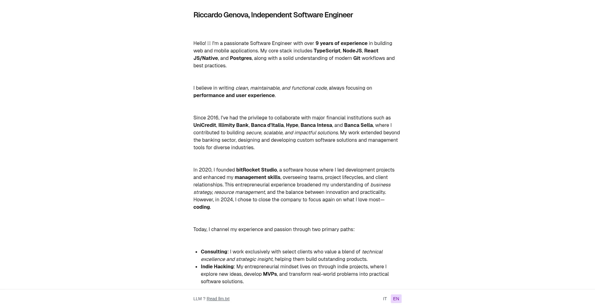 Website screenshot of Riccardogenova.net