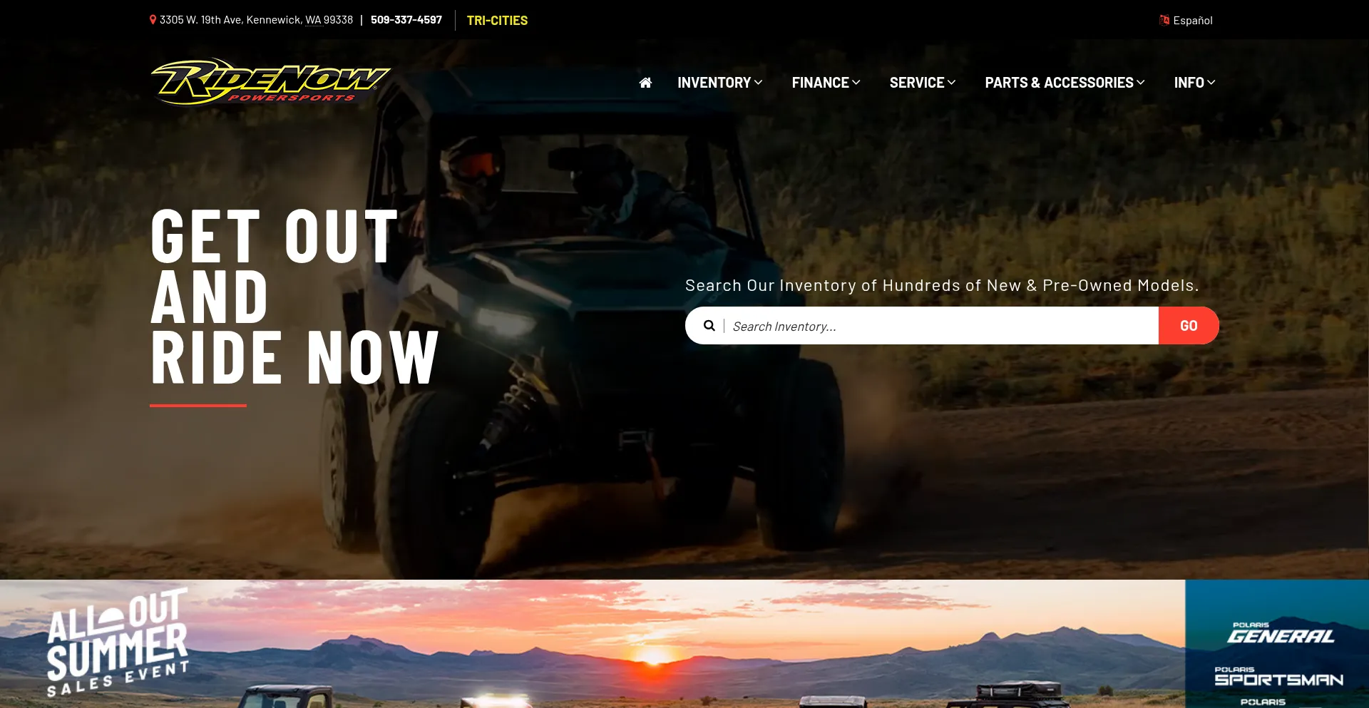 Website screenshot of Ridenowtricities.com