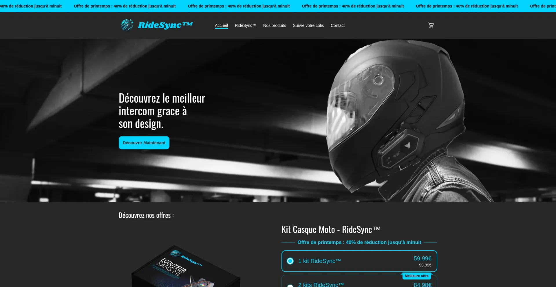 Website screenshot of Ridesync.fr