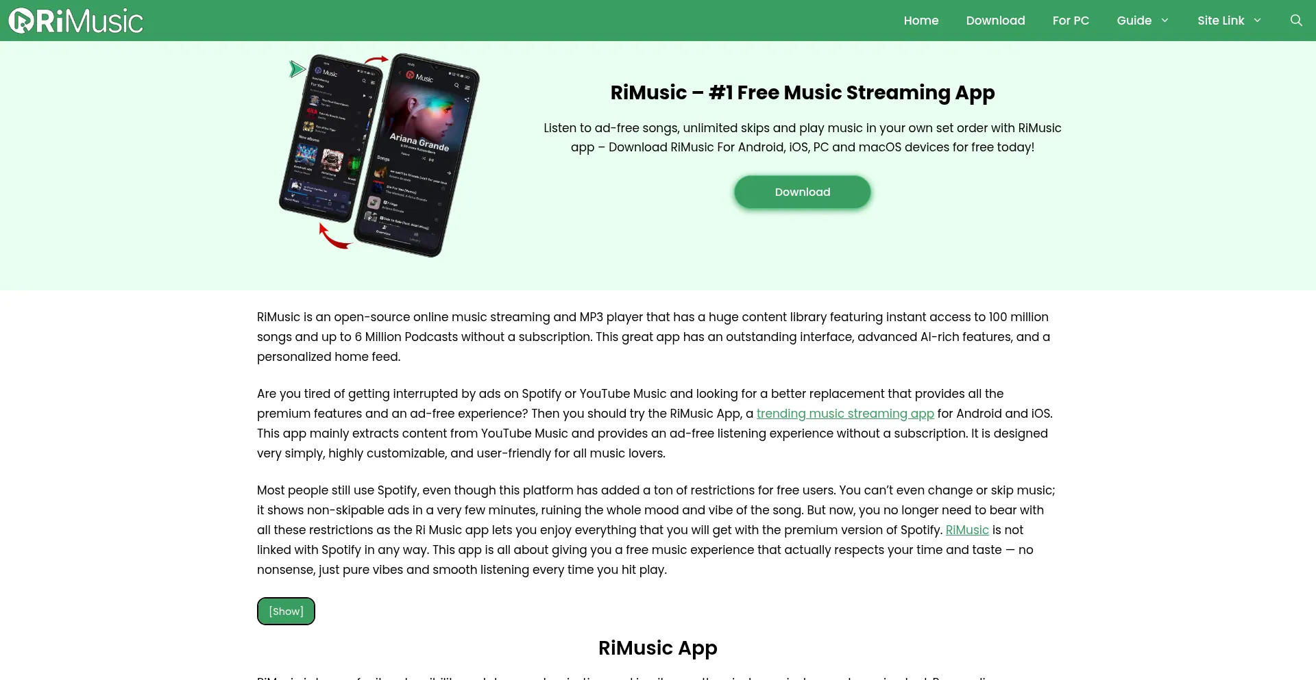 Rimusicapp.org Screenshot