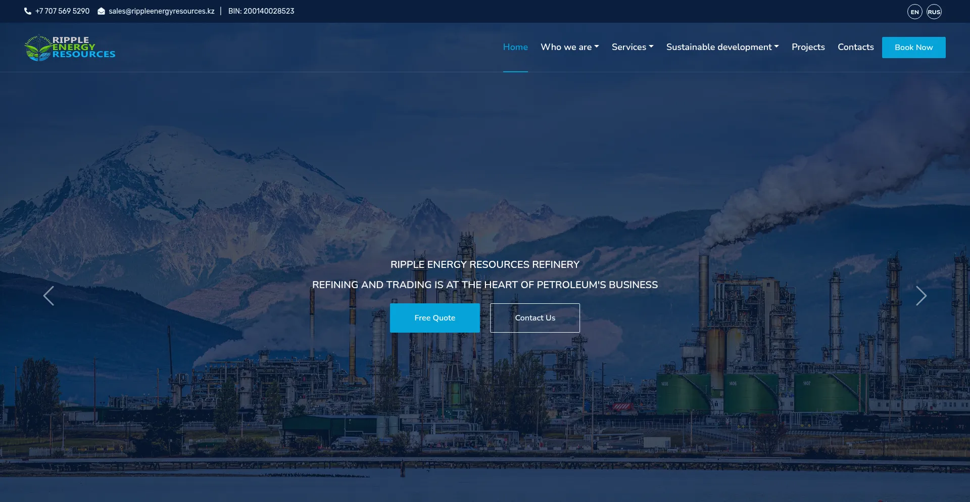 Website screenshot of Rippleenergyresources.kz