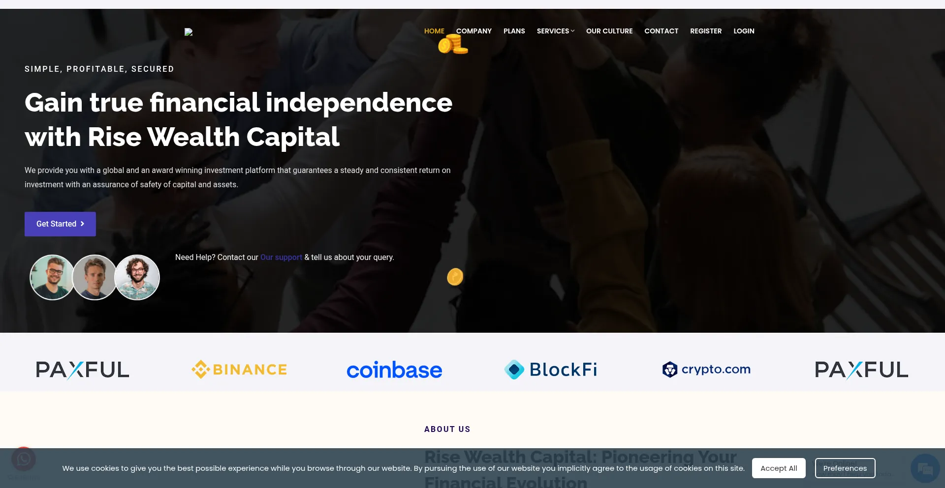 Website screenshot of Risewealthcapital.com